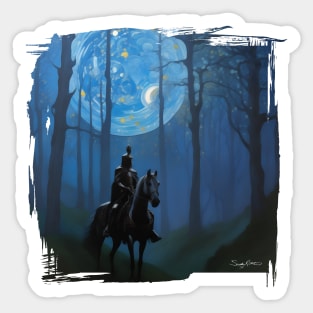 Mysterious Black Knight in the Moonlit Sticker